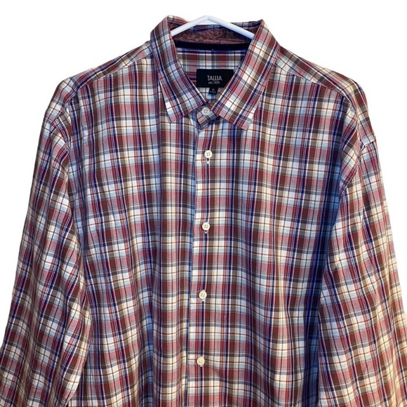 Tallia Men’s Red Plaid Button Down Shirt - Picture 2 of 9